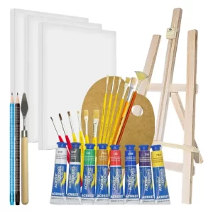 Kit Completo Para Iniciante Pintura Em Tela Tinta Acrílica