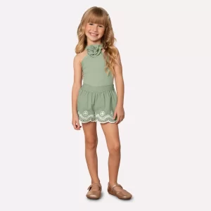 Conjunto Infantil Menina Flor Verde Milon