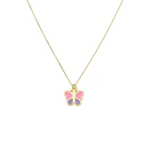 Colar Infantil Rainbow Borboleta Resinada Banhado a Ouro 18K #2 Colar Infantil Rainbow Borboleta Resinada Banhado a Ouro 18K