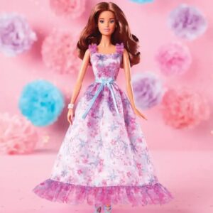 Barbie Signature, Boneca de Coleção Birthday Wishes com Vestido de Cetim e Brincos de Pérola