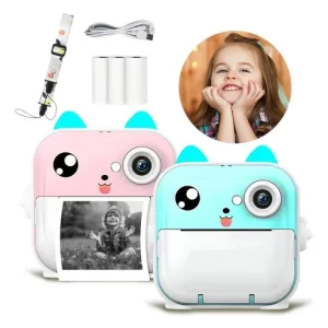 Câmera Infantil Divertida Gatinho Impressão Instantânea Hd